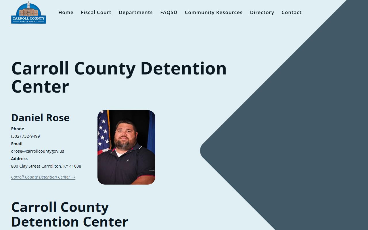 Carroll County Regional Detention Center contact page for inmate lookup