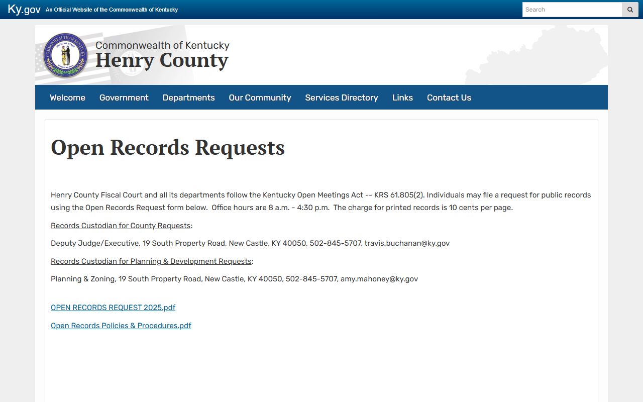 Henry County jail mugshots open records request page